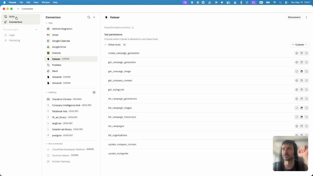 Claude skills listing tab view